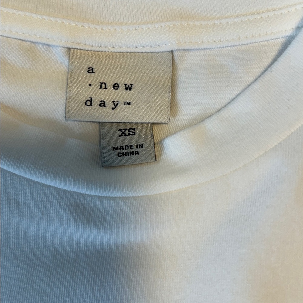 RUFFLES!  A New Day - White Juniors Ruffle Sleeve Tee - Picture 4 of 4